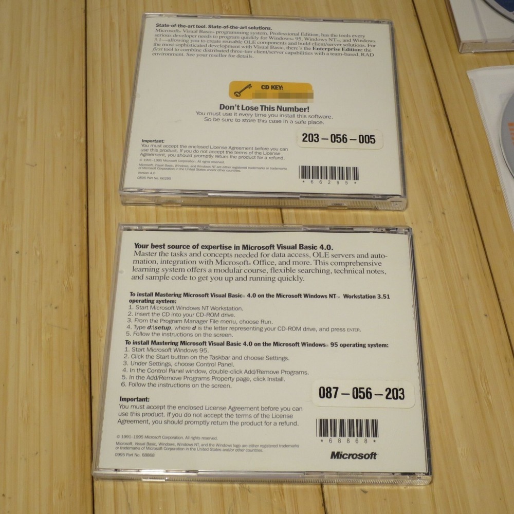 Microsoft Visual Basic Professional 1.0, 4.0, with VB Extras CD & VB 5.0 dev CD - Picture 3 of 4